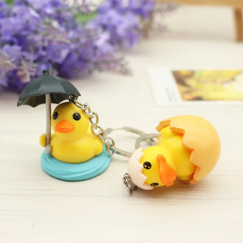 Cute Girls Rubber Duck Keychain For Women Anime Eggshell and Duckling Key Chain On Bag Car Trinket Jewelry Party Birthday Gift - Image 3