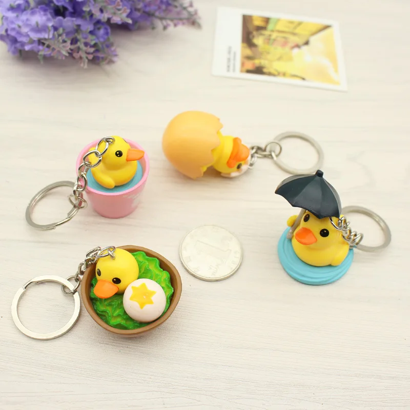 Cute Girls Rubber Duck Keychain For Women Anime Eggshell and Duckling Key Chain On Bag Car Trinket Jewelry Party Birthday Gift - Image 5
