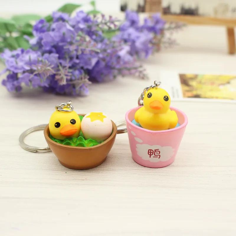 Cute Girls Rubber Duck Keychain For Women Anime Eggshell and Duckling Key Chain On Bag Car Trinket Jewelry Party Birthday Gift - Image 6