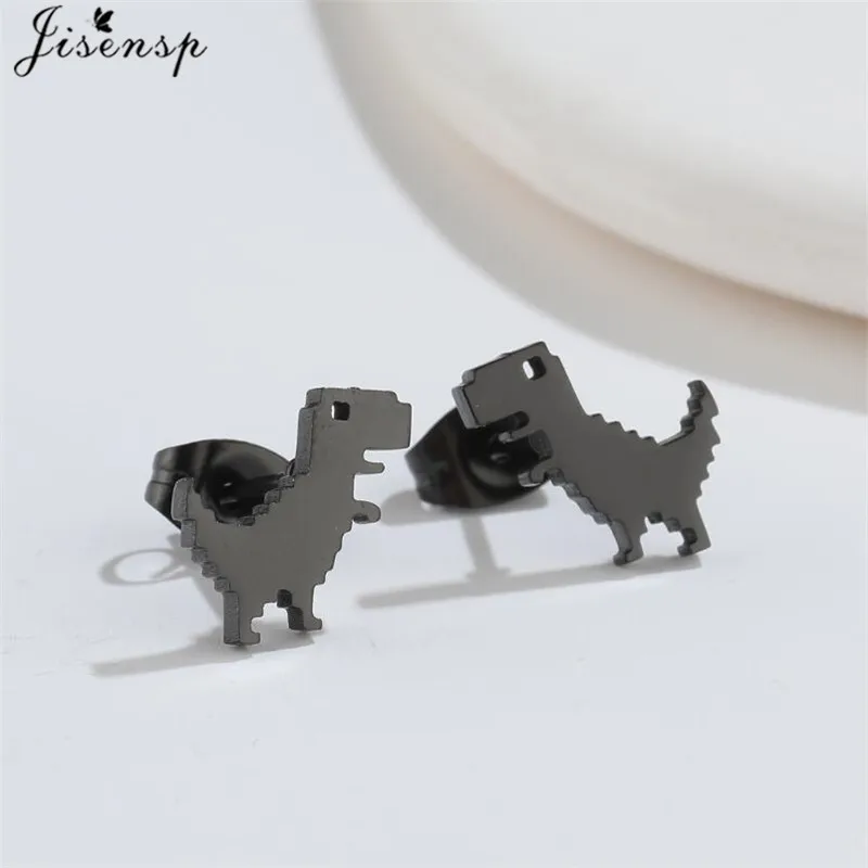 Cute Golden Stainless Steel Dinosaur Earrings for Women Girls Jewelry Minimalist Animal Earings Studs Kawaii Accessory Brinco - Image 6