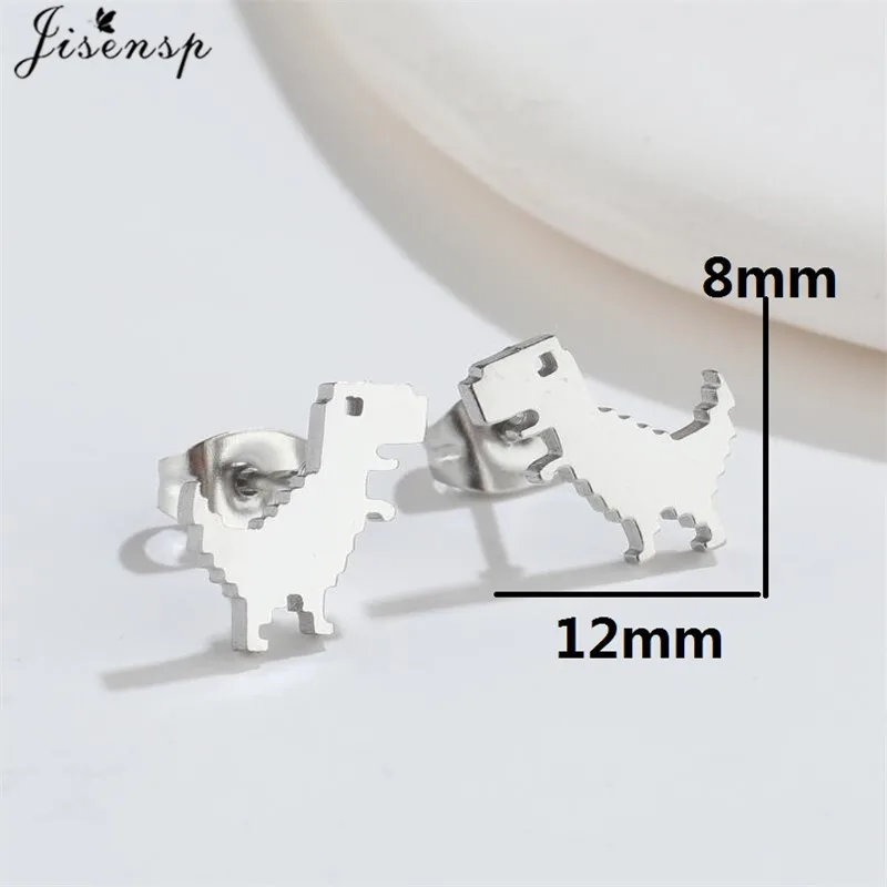 Cute Golden Stainless Steel Dinosaur Earrings for Women Girls Jewelry Minimalist Animal Earings Studs Kawaii Accessory Brinco - Image 4