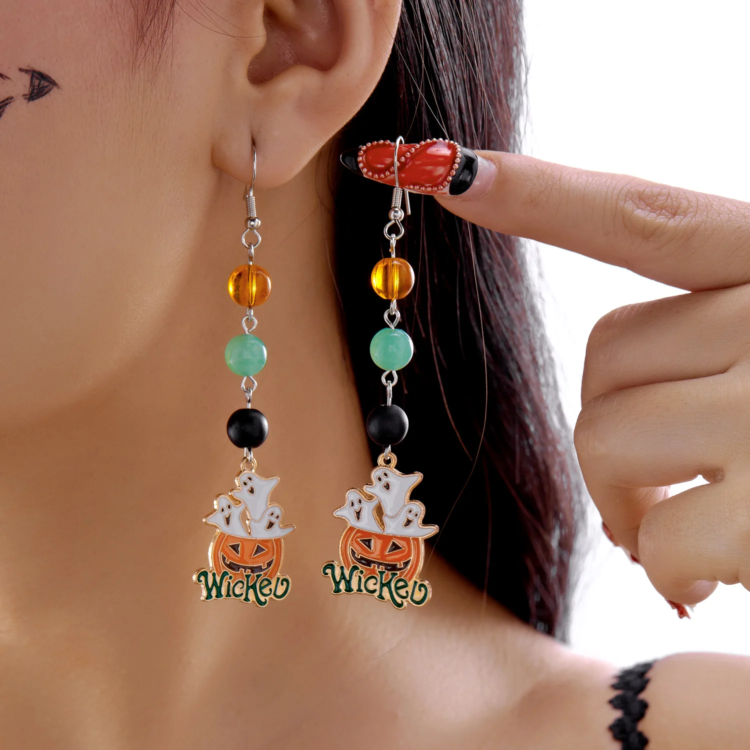Cute Halloween Ghost Pumpkin Dangle Earrings for Women Zircon Spider Drop Oil Earring Party Festival Statement Jewelry Gifts - Image 4