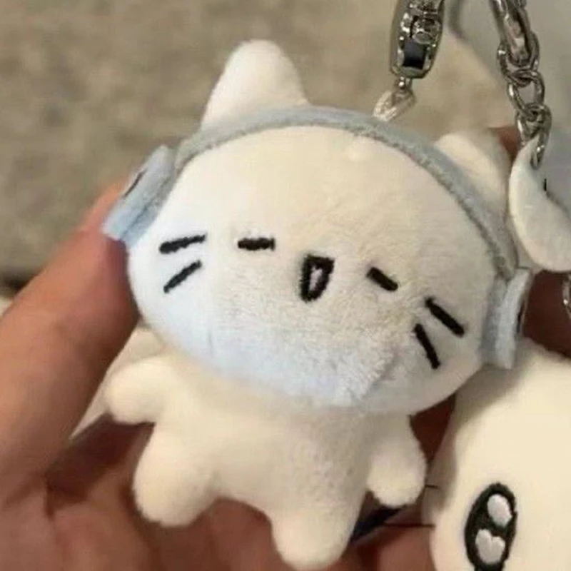Cute Headphones Kitten Couple Keychain Mini Crying Cat Doll Plush Keyring Cartoon Dog Bee Bag Pendant Charms Backpack Decoration - Image 2