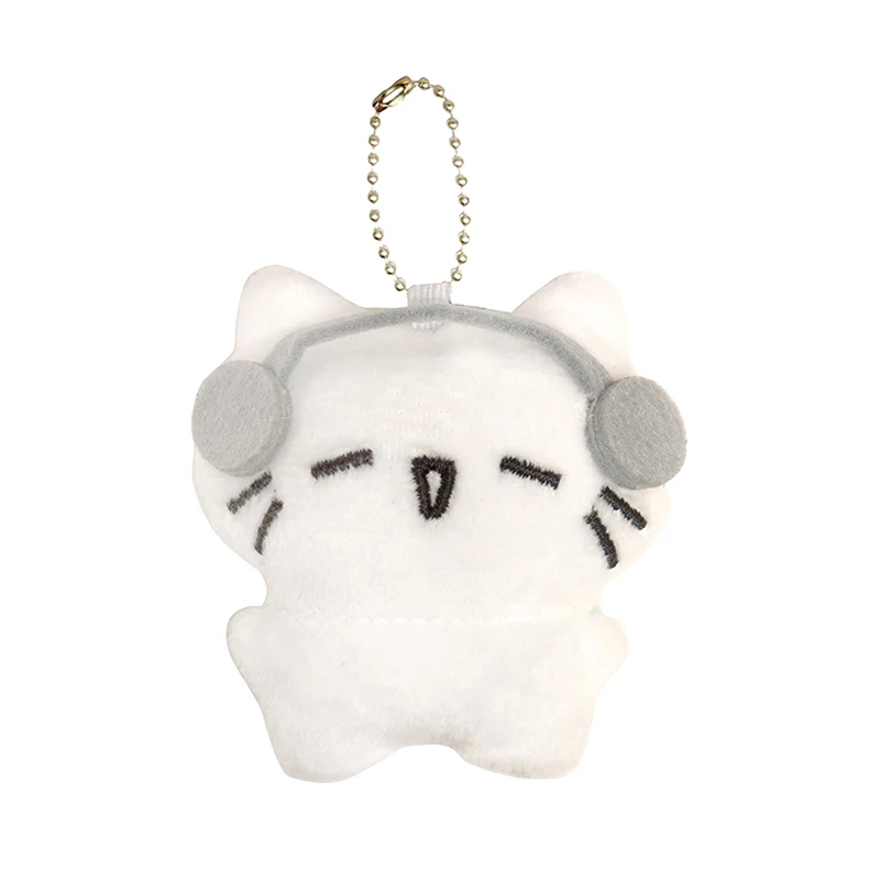 Cute Headphones Kitten Couple Keychain Mini Crying Cat Doll Plush Keyring Cartoon Dog Bee Bag Pendant Charms Backpack Decoration - Image 6