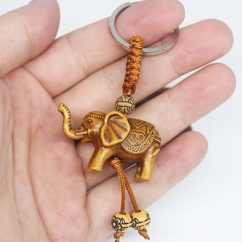 Cute Lifelike Animal Elephant Keychain Carving Riches Lucky Key Chain Pendant 3D Engraving Pendant Bags Key Holder Jewelry - Image 2