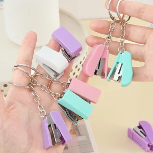 Cute Mini Stapler Keychain Pendant Cute Portable Student Office Binding Machine Trendy Charm Keyring Handheld Stapler Stationery