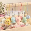 Cute Plush 3D Cat Keychain Creative Flocking Animal Pendant Bag Phone Lanyard Hanging Keycord Charm Keychain DIY Accessories