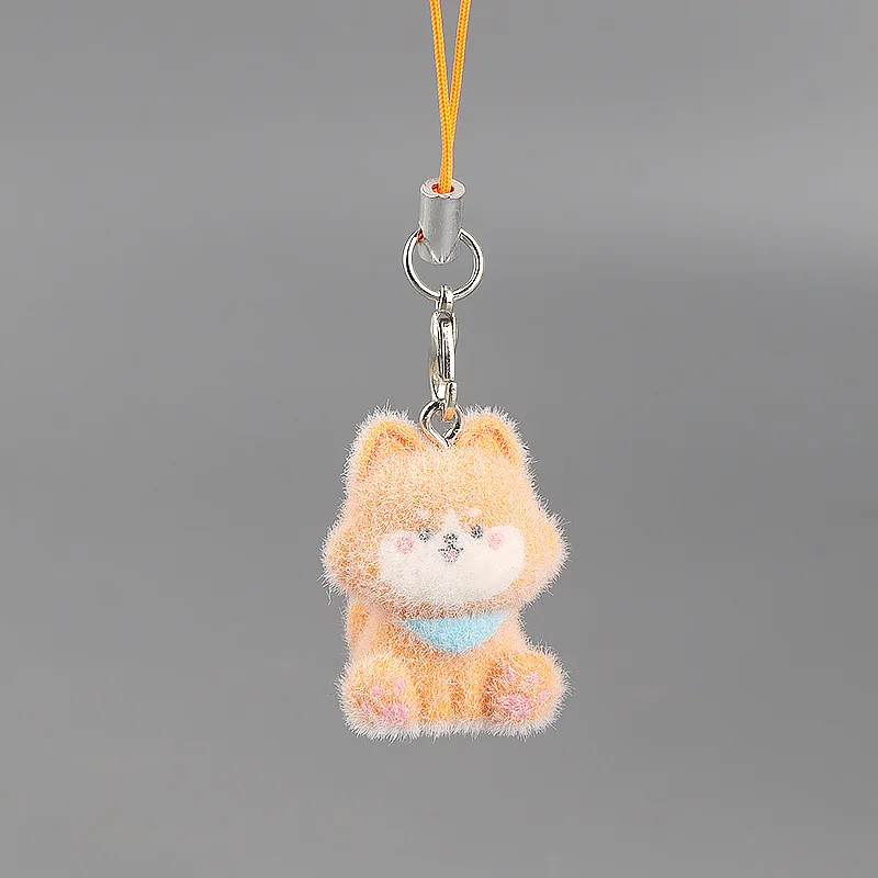 Cute Plush 3D Cat Keychain Creative Flocking Animal Pendant Bag Phone Lanyard Hanging Keycord Charm Keychain DIY Accessories - Image 5