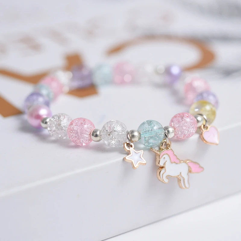 Cute Popcorn beads Bracelet Friendship Glass Bracelets For Girls Star Moon Cloud Flower Jewelry Accessories Wholesale