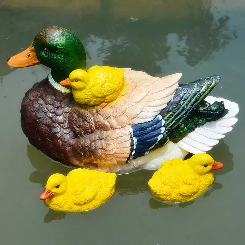 Cute Resin Floating Duck Statue Outdoor Garden Pond Fish Tank Decorative Swimming Wild Duck Sculpture For Garden Decor Ornament - Image 3