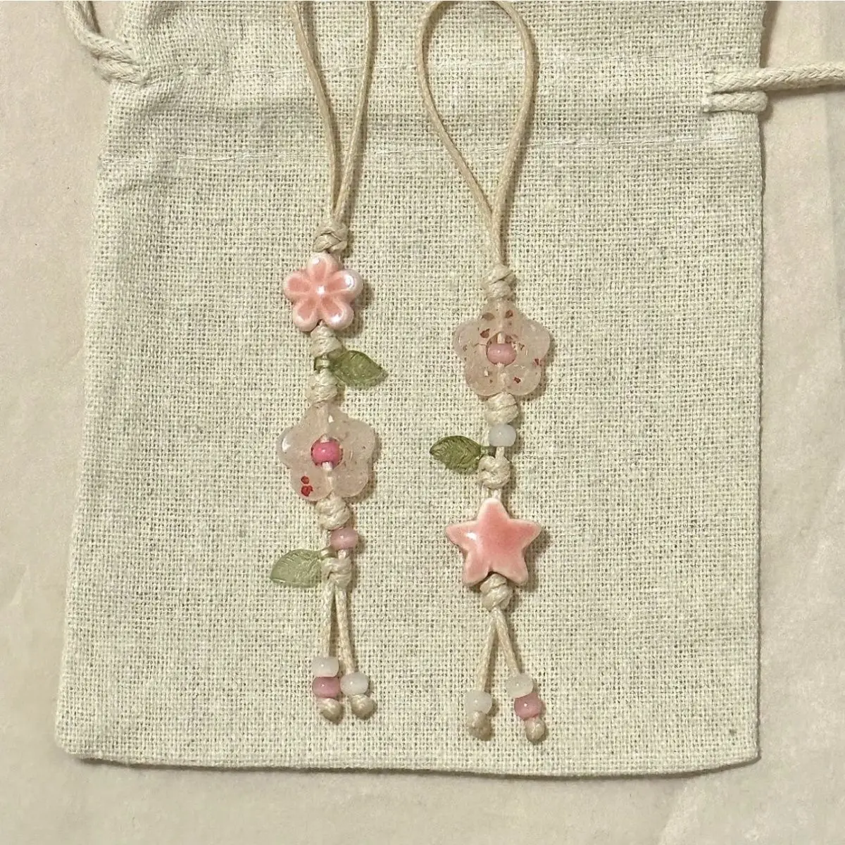 Cute Star Flower Phone Charm Strap Kawaii Ceramic Beaded Phone Lanyard Pastel Colors for Girls Bag Camera Pendant keychain - Image 2