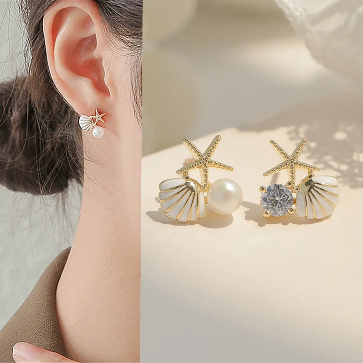 Cute Sweet Metal Shell Starfish Earrings Women Summer Bohemian Beach Trip Style Fashion Birthday Party Jewelry Gift - Image 2