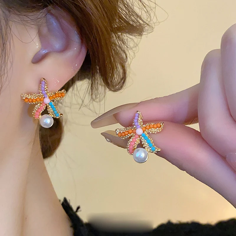 Cute Sweet Metal Shell Starfish Earrings Women Summer Bohemian Beach Trip Style Fashion Birthday Party Jewelry Gift - Image 3