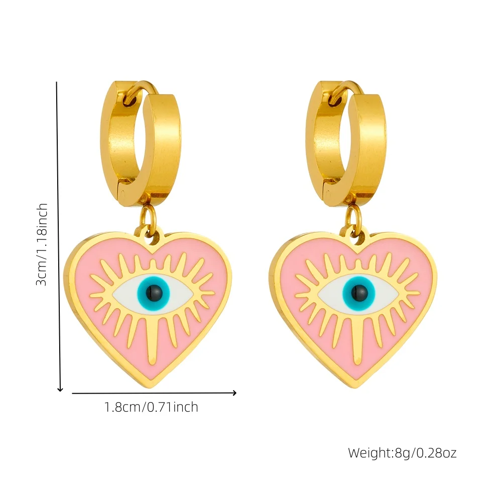 DIEYURO 316L Stainless Steel Devil's Eye Heart Palm Turquoise Necklace Earrings Bracelet Set For Womens New Fashion Jewelry Gift - Image 4