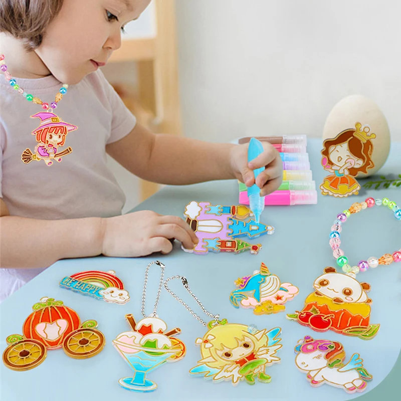 DIY Crystal Paint Arts And Crafts Set DIY Window Paint Art Pendant For Kids Suncatcher Kits Fun Party Activity Art Project - Image 2