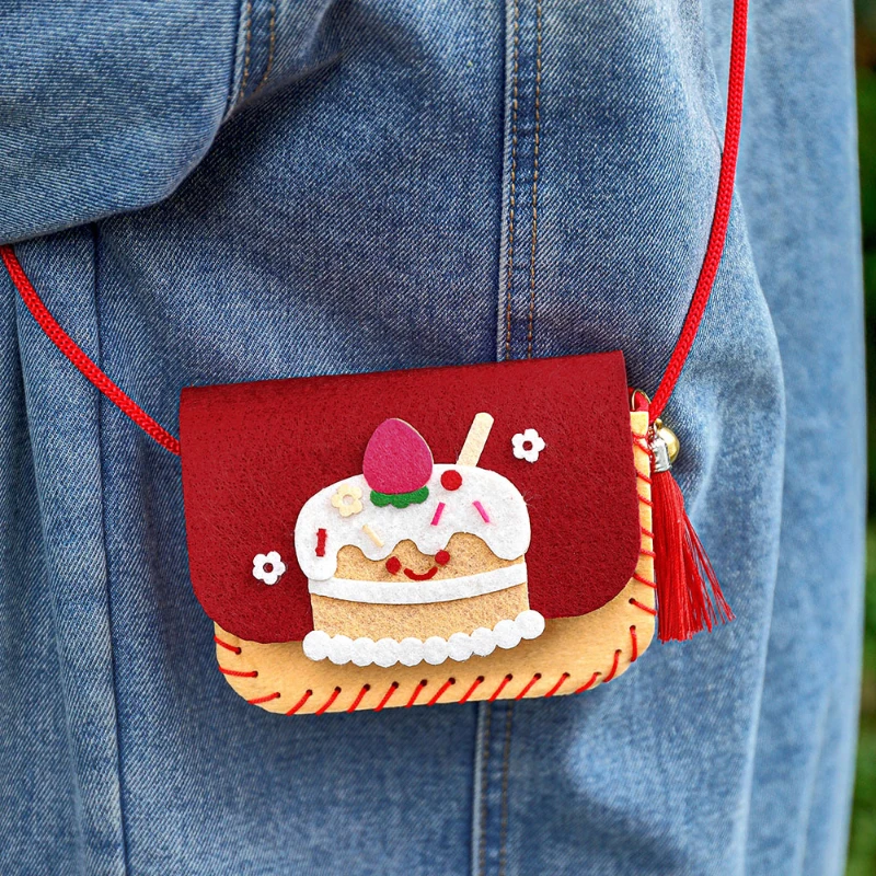 DIY Shoulder Bag Art Craft Kits for Kids Girls Kawaii Rabbit Flower Cake Astronaut Coin Purse Sewing Set Fine Motor Training Toy - Image 5