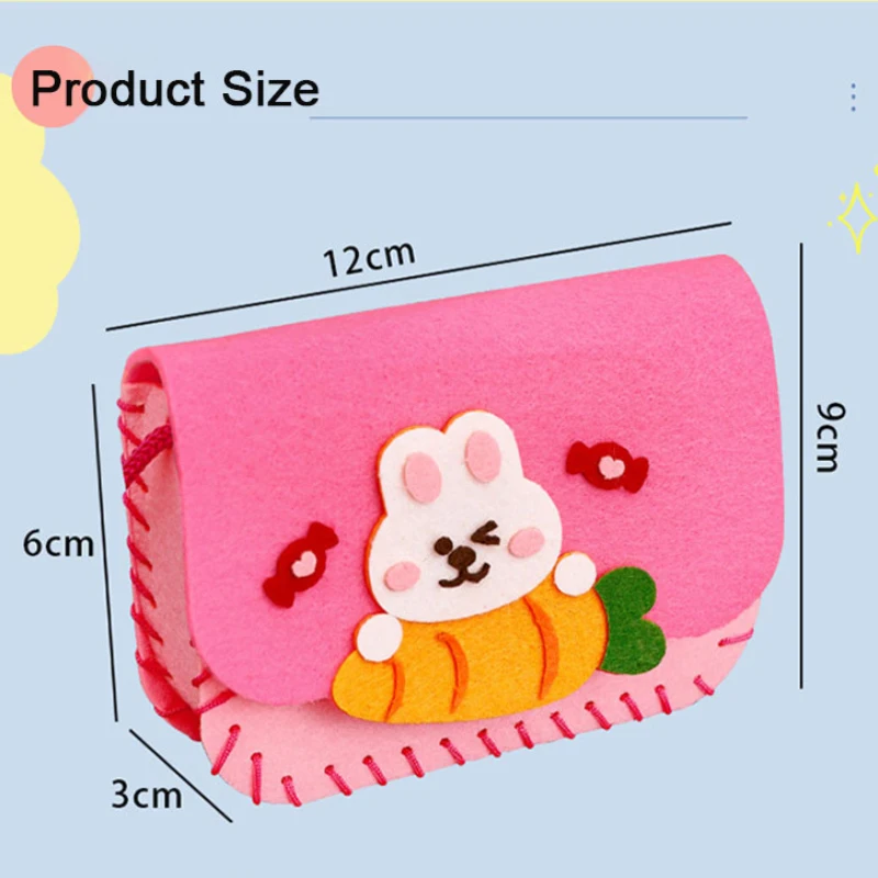 DIY Shoulder Bag Art Craft Kits for Kids Girls Kawaii Rabbit Flower Cake Astronaut Coin Purse Sewing Set Fine Motor Training Toy - Image 6