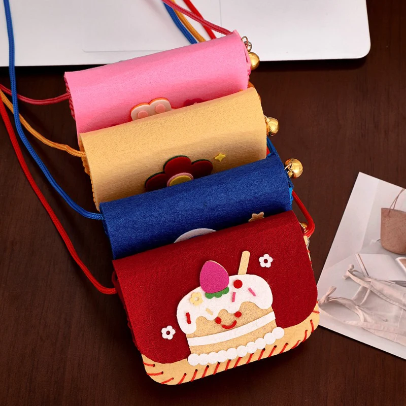 DIY Shoulder Bag Art Craft Kits for Kids Girls Kawaii Rabbit Flower Cake Astronaut Coin Purse Sewing Set Fine Motor Training Toy - Image 4