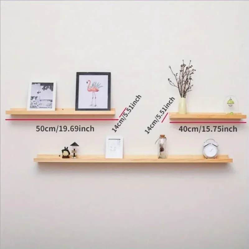 DIY Wood Wall Floating Shelves, Mounted Partition Display Stand Book Organizer, Ornament Storage for Bedroom Living Room Decor - Image 3