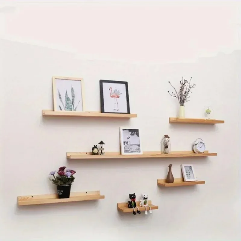 DIY Wood Wall Floating Shelves, Mounted Partition Display Stand Book Organizer, Ornament Storage for Bedroom Living Room Decor - Image 5