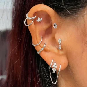 Daith Helix Flat Piercing Stud Earrings for Women Stainless Steel Screw Earing Cartilage Tragus Conch Ear Lobe Fashion Jewelry