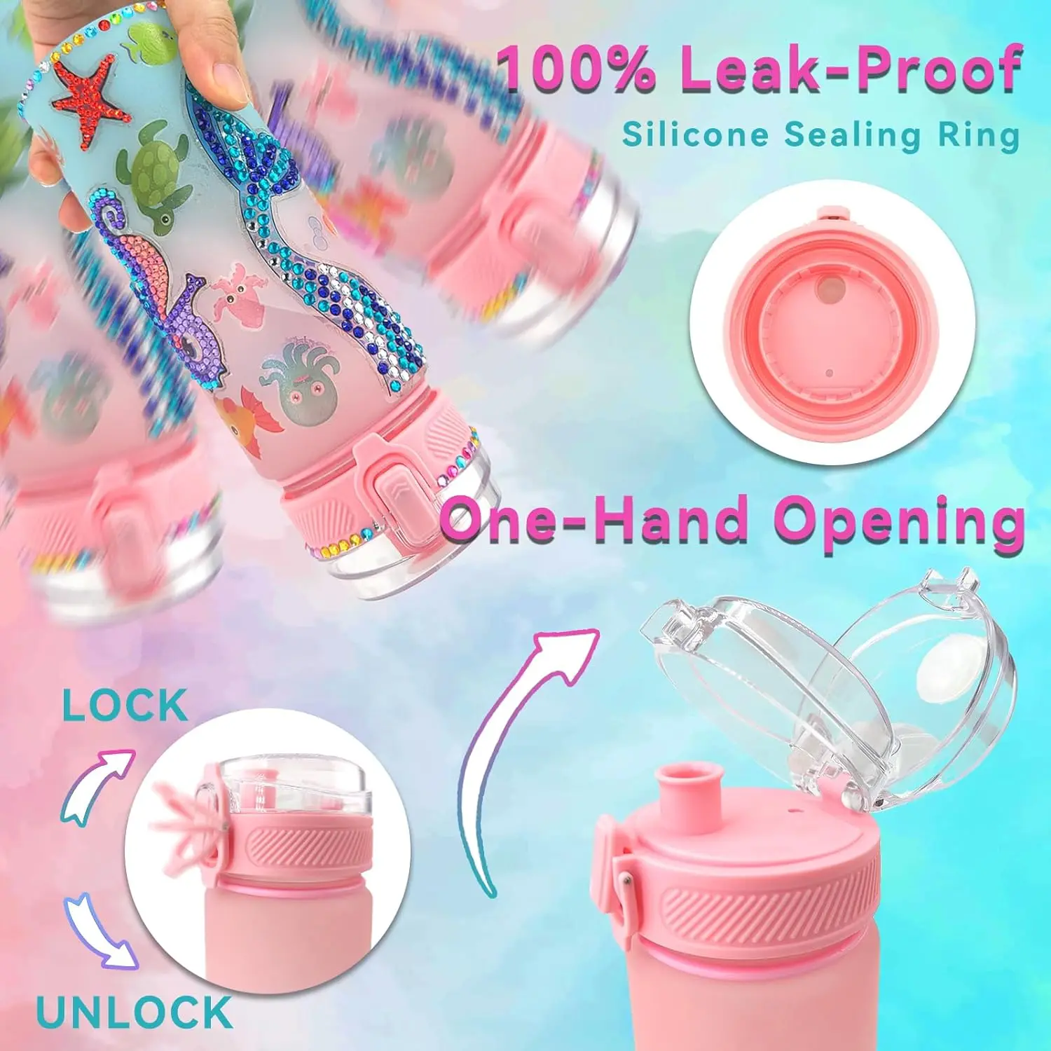 Decorate Your Own Water Bottle Kits for Girls Age 4-6-8-10,Mermaid Painting Crafts,Fun Arts and Crafts Gifts Toys for Girls Birt - Image 3
