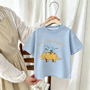 Dinosaur Pattern T-shirt For Boys Clothes Summer Boutique Fashion Children's Wear Tops Short Sleeve Tees Crewneck Casual Tshirts