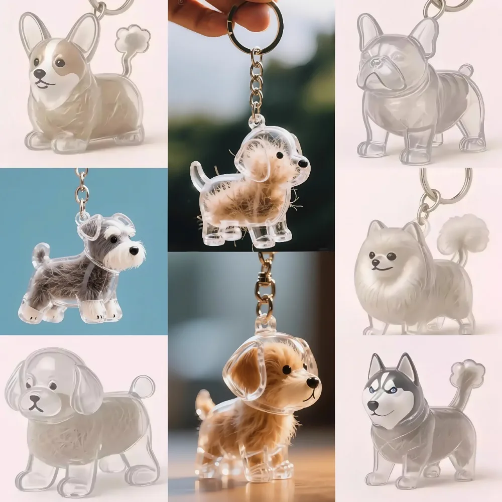 Dog Hair Storage Pendant Cute Keychain Bag Pendant Couple Car Key Chains Jewelry Souvenir Collection Gift Decoration Accessories