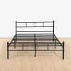 Double Bed 120 x 190 cm Metal Bed Frame Solid Bedstead Base Guest Bed with Headboard in Heart Symbol for Adults Teenagers, Blac