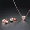 Double Fair Classic Jewelry Set For Women Simple Crystal Zircon Korean Pendant Necklace Earrings Fashion Jewelry For Female S370