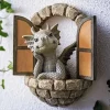 Dragon Shape Sculptures Resin Giants Lawn Sculpture Gothic Fantasy Dragon Figure Art Garden Patio Lawn Statues Garden Decoration