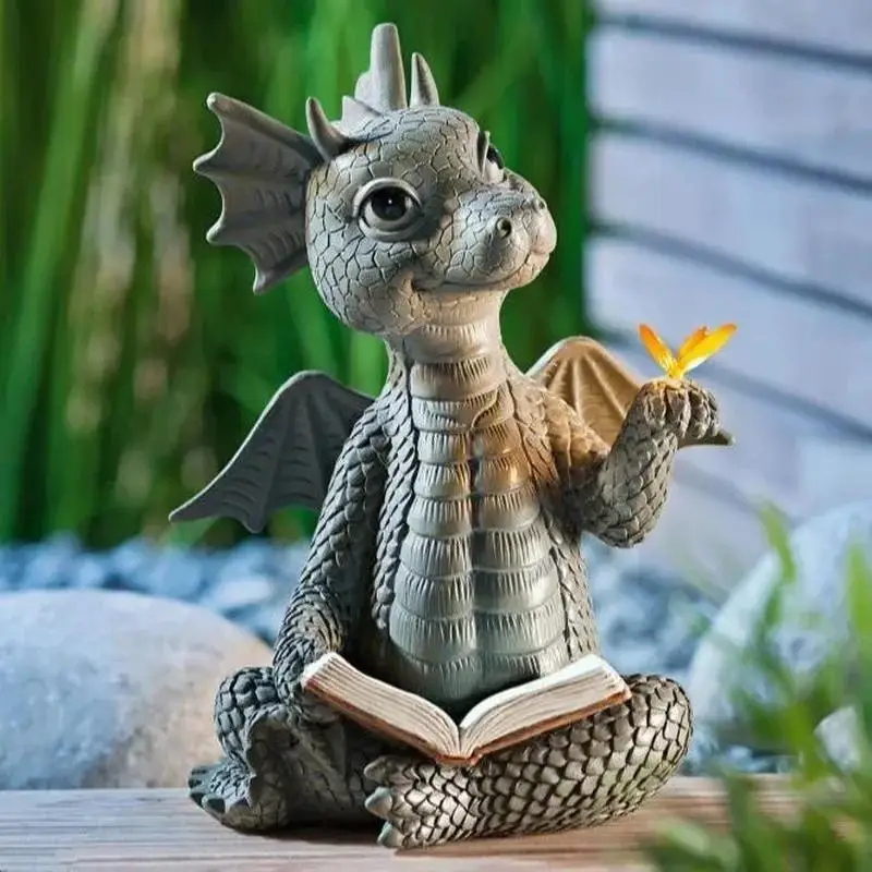 Dragon Shape Sculptures Resin Giants Lawn Sculpture Gothic Fantasy Dragon Figure Art Garden Patio Lawn Statues Garden Decoration - Image 5