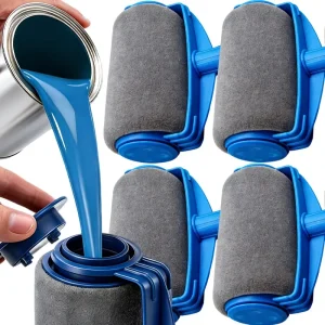 Drum Brush with Built-in Storage Easy-to-fill for Floors Wall Paint Refinish Handheld Paint Roller Household Paint Application