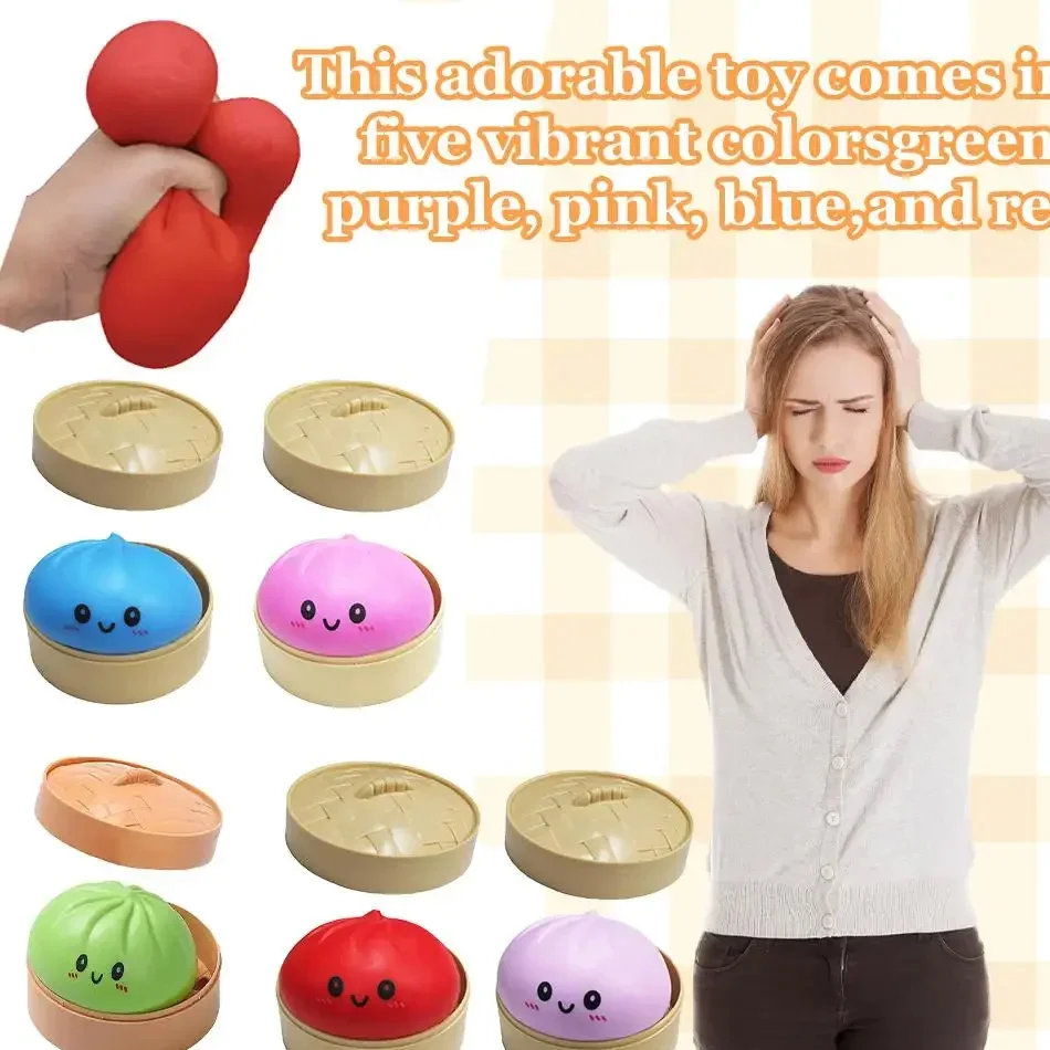 Dumpling Pressure Dumpling Squishies Cute Colorful Bun Toy Slow Rising Stress Relief Fidget Toy for Kids Adults Anti-Anxiety Gif - Image 4