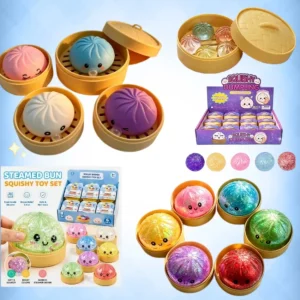 Dumpling Squishy Squeeze Toy, Anti-Stress Relief Desk Ornament, Soft Fidget Accessory