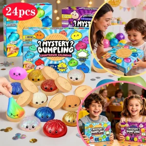 Dumpling Squishy Toy Case 24 Day Countdown Calendar Dumpling Mystery Box Squishy Sensory Anti Stress Squeeze Ball Fun Gift Toy