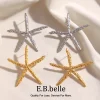E.B.belle Exaggerated Hammer Pattern Star Necklace Earrrings Summer Hliday Women's Fashion Jewelry Set