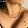 EILIECK 316L Stainless Steel Colorful Zirconia Chain Necklace Bracelet Jewelry Set Collar Women Delicate Necklace Party Gift