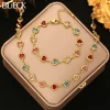 EILIECK 316L Stainless Steel Round Sparkling Zirconia Necklace Bracelet Set For Women Trendy Waterproof Jewelry Set Holiday Gift