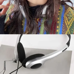Earphone Over Ear Earbud Retro Headphone 3.5mm Vintage Y2k Headphones Wired 80s 90s Retro Headset Lisening Music