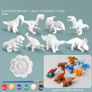 Educational DIY Painting Animal Dinosaur Doll DIY Painting Kawaii Dinosaur Craft DIY Material Kits Cartoon Dinosaur Cute