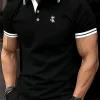 European and American men's summer minimalist letter printed soft and breathable polo short sleeved T-shirt outdoor casual top