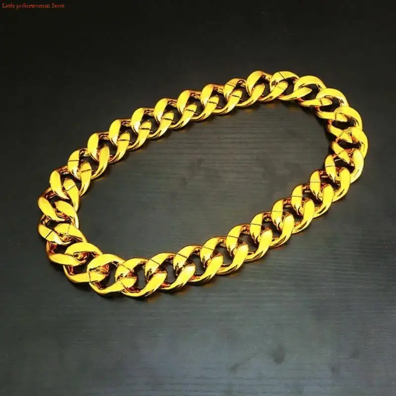 F92D Big Chunky Necklace Rapper Fake Gold Chain 90s Hip Hop Gold Plastic Necklace - Image 2