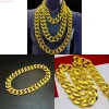 F92D Big Chunky Necklace Rapper Fake Gold Chain 90s Hip Hop Gold Plastic Necklace
