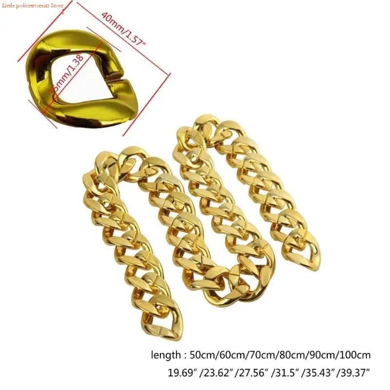 F92D Big Chunky Necklace Rapper Fake Gold Chain 90s Hip Hop Gold Plastic Necklace - Image 6