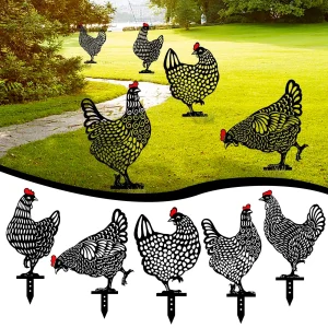 Fairy Garden Standing Chicken Rooster Statue Outdoor Stakes Yard Sign Ornaments Decor Acrylic Hen Yard Outdoor Lawn Garden Decor