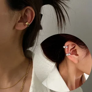 Fake Piercing Punk Earclips Earrings Geometric Metal Ear Cuff Winding Piercing Free Clip Earrings for Women Daily Wear Jewelry