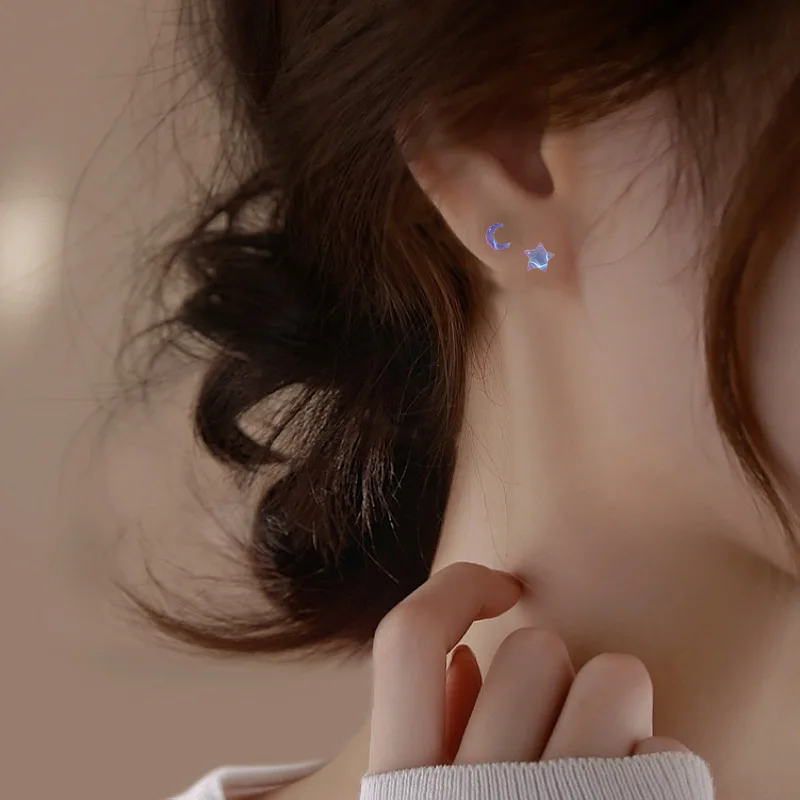 Fantastic Fairy Colorful Star Moon Stud Earrings Set Women Y2K Pink Purple Transparent Cute Earring 2023 New Jewelry Girls Gift - Image 5