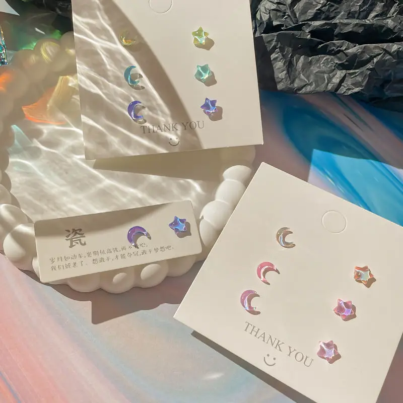 Fantastic Fairy Colorful Star Moon Stud Earrings Set Women Y2K Pink Purple Transparent Cute Earring 2023 New Jewelry Girls Gift - Image 6