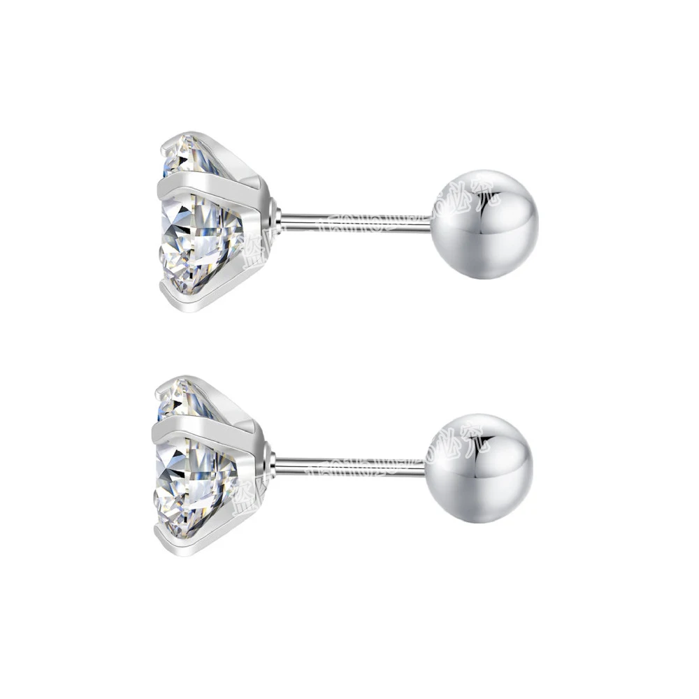 Fashion 1pair/2pcs Women Round Crystal Zirconia Stud Earrings New Surgical Steel Luxury Jewelry Clear Rhinestone Unisex Piercing - Image 3